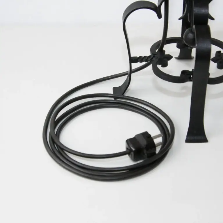 Lampe Beistelllampe Eisen Kunstleder 73cm Vintage