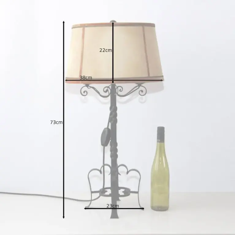 Lampe Beistelllampe Eisen Kunstleder 73cm Vintage