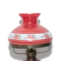 Petroleumlampe Rot Glasschirm Opalglas DDR 70er Jahre Nostalgie