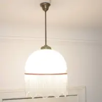 Deckenlampe Hängelampe Glasschirm Glasperlen 76cm Vintage