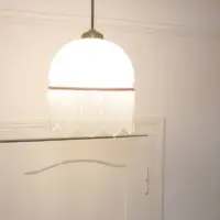 Deckenlampe Hängelampe Glasschirm Glasperlen 76cm Vintage