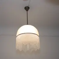 Deckenlampe Hängelampe Glasschirm Glasperlen 76cm Vintage