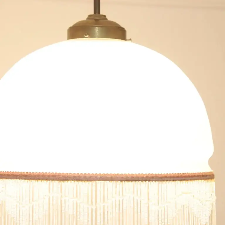 Deckenlampe Hängelampe Glasschirm Glasperlen 76cm Vintage