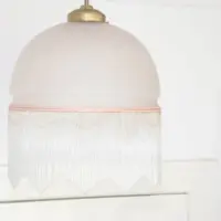 Deckenlampe Hängelampe Glasschirm Glasperlen 76cm Vintage