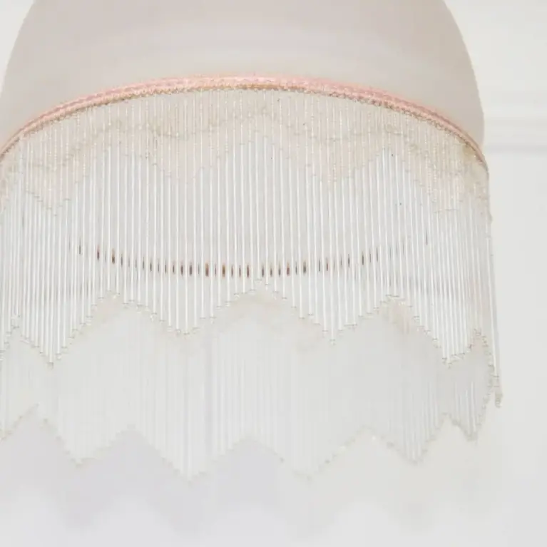 Deckenlampe Hängelampe Glasschirm Glasperlen 76cm Vintage