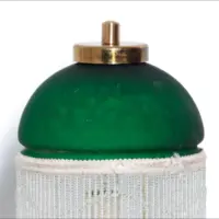 Tischlampe Glasschirm Glasperlen Porzellan 43cm 70er J Vintage