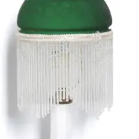 Tischlampe Glasschirm Glasperlen Porzellan 43cm 70er J Vintage