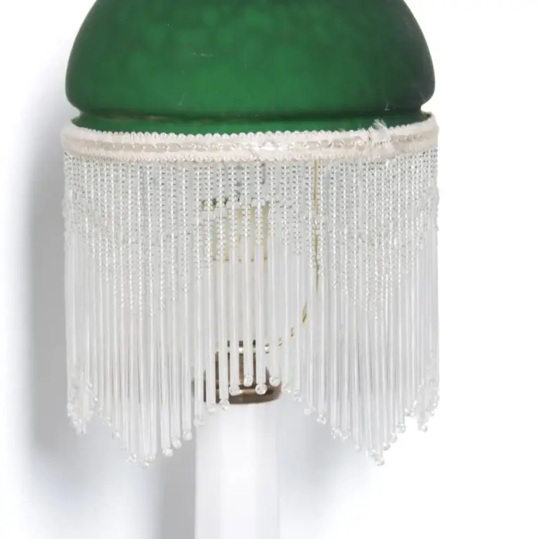 Tischlampe Glasschirm Glasperlen Porzellan 43cm 70er J Vintage