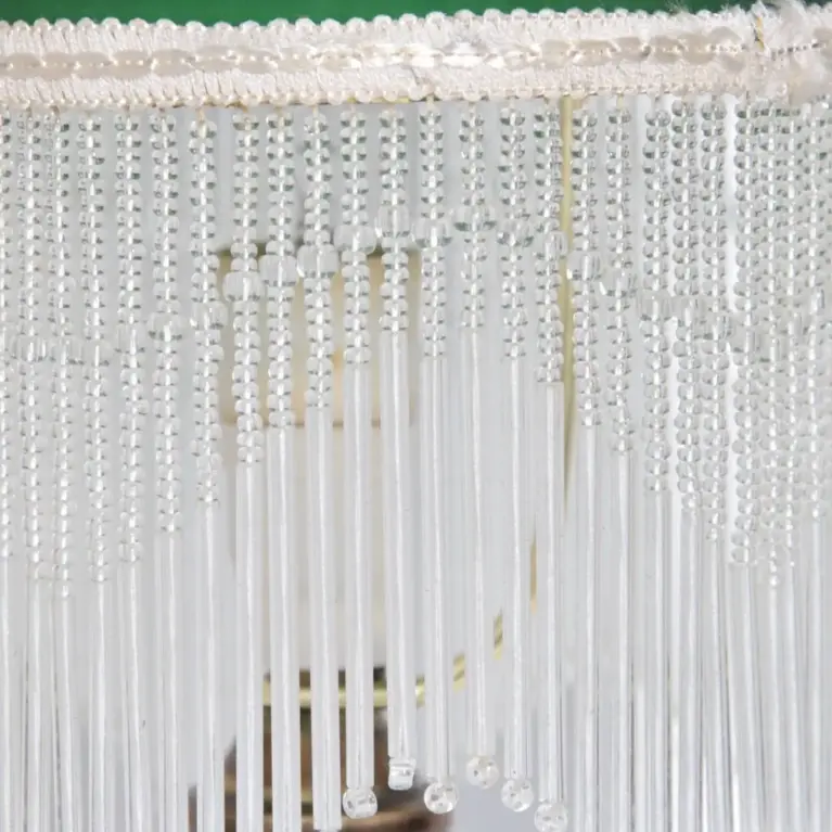 Tischlampe Glasschirm Glasperlen Porzellan 43cm 70er J Vintage