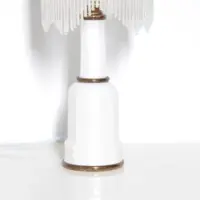 Tischlampe Glasschirm Glasperlen Porzellan 43cm 70er J Vintage