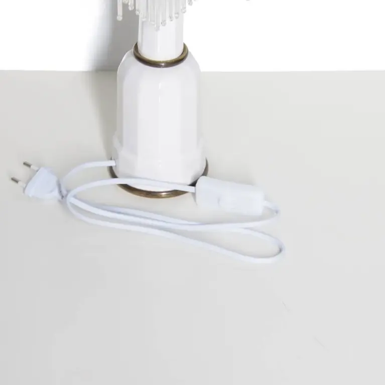 Tischlampe Glasschirm Glasperlen Porzellan 43cm 70er J Vintage