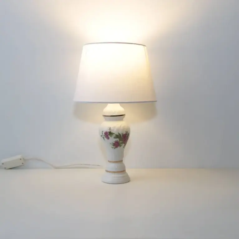Tischlampe Porzellan Handbemalt 1980er Jahre Vintage