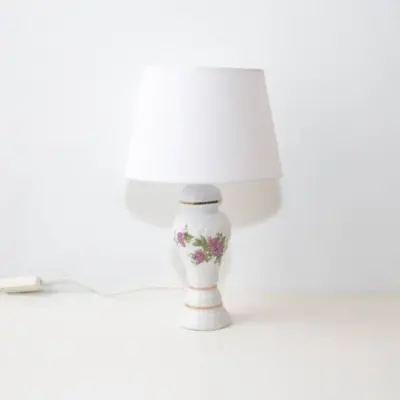 Tischlampe Porzellan Handbemalt 1980er Jahre Vintage