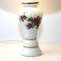 Tischlampe Porzellan Handbemalt 1980er Jahre Vintage