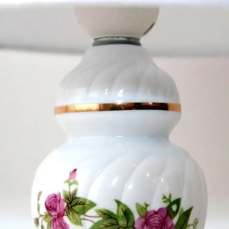 Tischlampe Porzellan Handbemalt 1980er Jahre Vintage