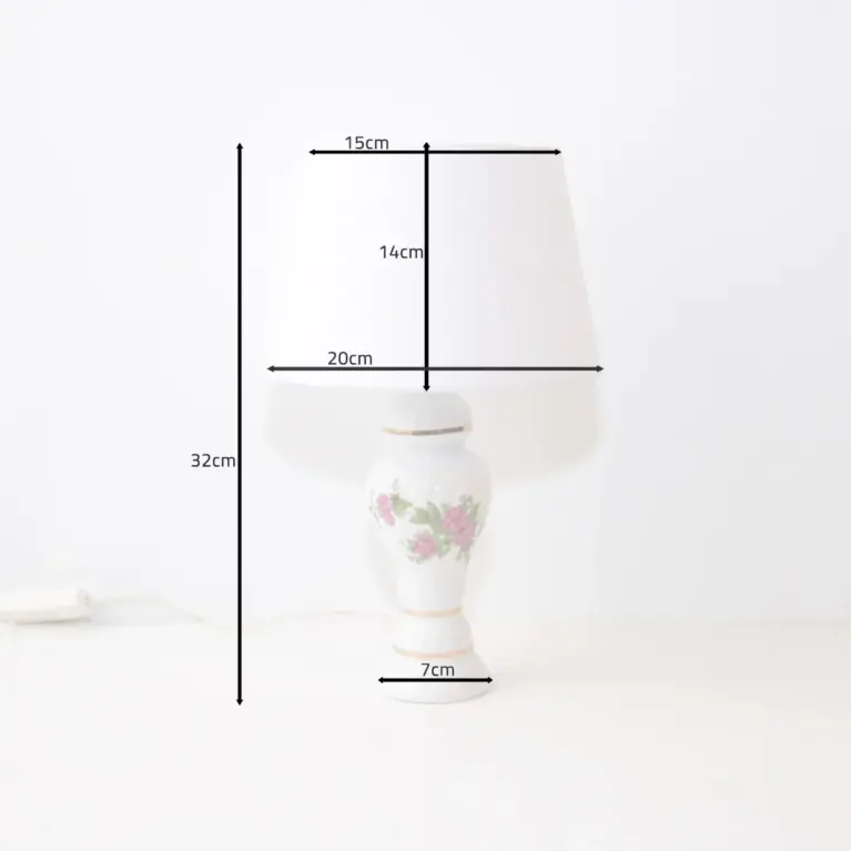 Tischlampe Porzellan Handbemalt 1980er Jahre Vintage