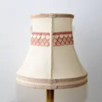 Tischlampe Messing Stoffbordüre 41cm 70er J Vintage