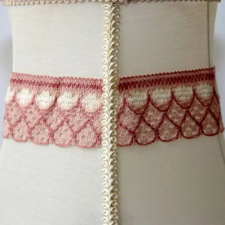 Tischlampe Messing Stoffbordüre 41cm 70er J Vintage