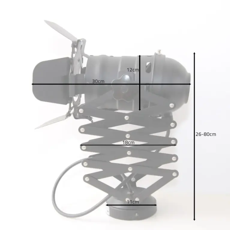 Decken- & Wandlampe im Fotostudio-Design mit Pantograph – stufenlos ausziehbar