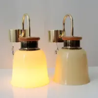 2er Set Wandlampen Messing Glasschirm 80er J Vintage