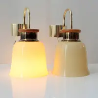 2er Set Wandlampen Messing Glasschirm 80er J Vintage