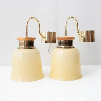 Wandlampe Messing Glasschirm 80er Jahre Vintage