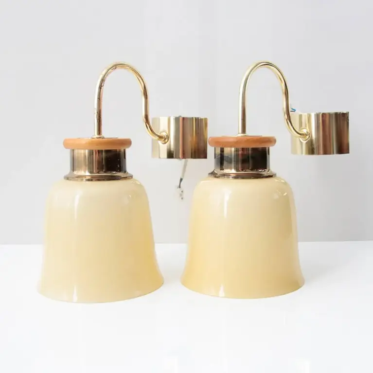 2er Set Wandlampen Messing Glasschirm 80er J Vintage