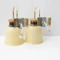 2er Set Wandlampen Messing Glasschirm 80er J Vintage