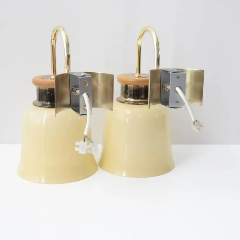 2er Set Wandlampen Messing Glasschirm 80er J Vintage