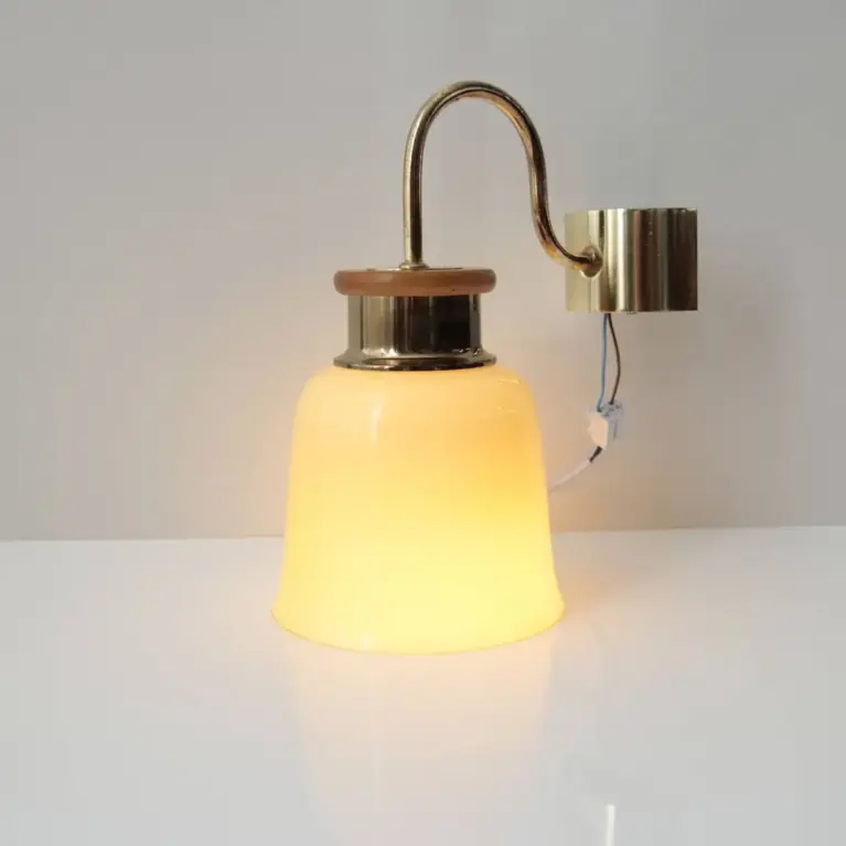 2er Set Wandlampen Messing Glasschirm 80er J Vintage