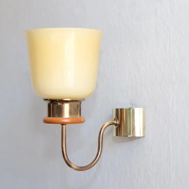 Wandlampe Messing Glasschirm 80er Jahre Vintage