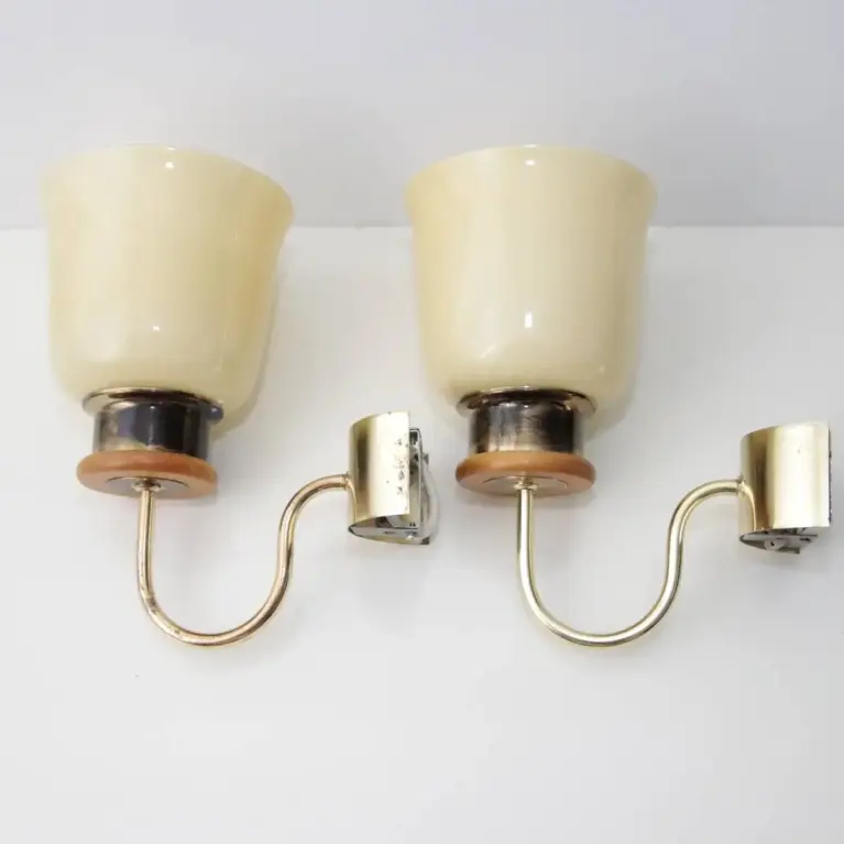 2er Set Wandlampen Messing Glasschirm 80er J Vintage