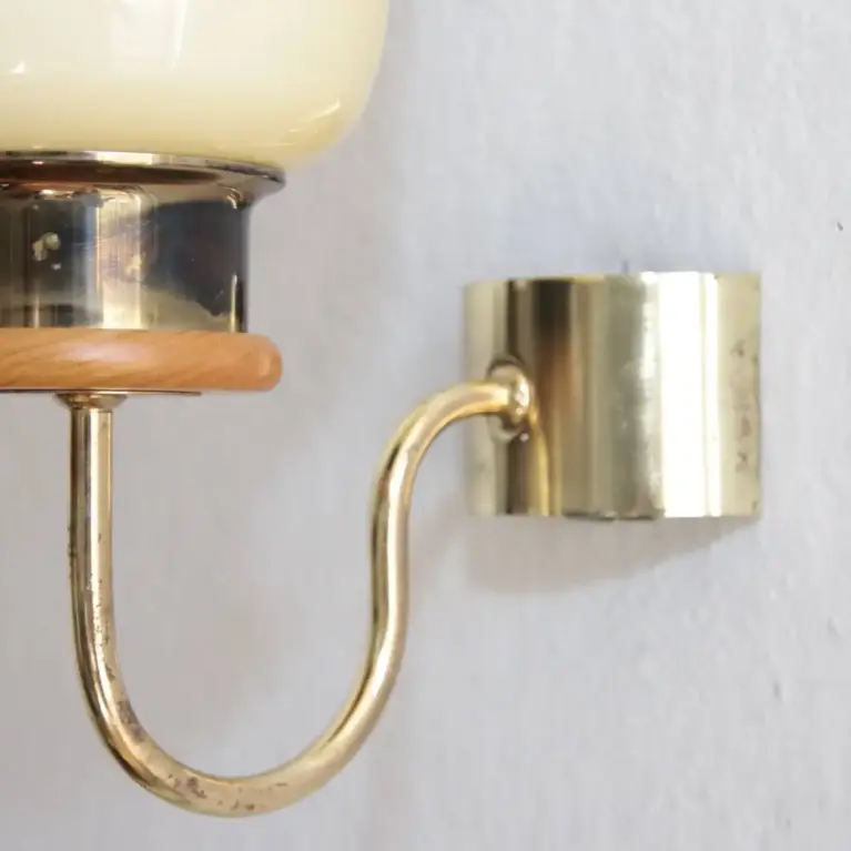 2er Set Wandlampen Messing Glasschirm 80er J Vintage