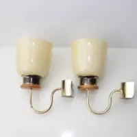 2er Set Wandlampen Messing Glasschirm 80er J Vintage