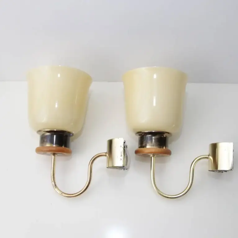 2er Set Wandlampen Messing Glasschirm 80er J Vintage