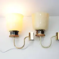 2er Set Wandlampen Messing Glasschirm 80er J Vintage