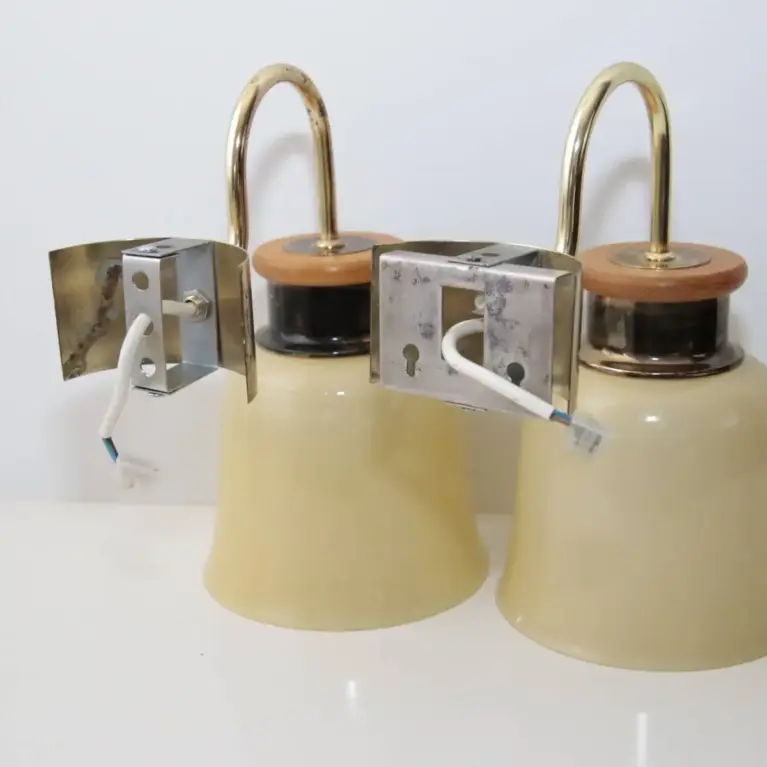 2er Set Wandlampen Messing Glasschirm 80er J Vintage