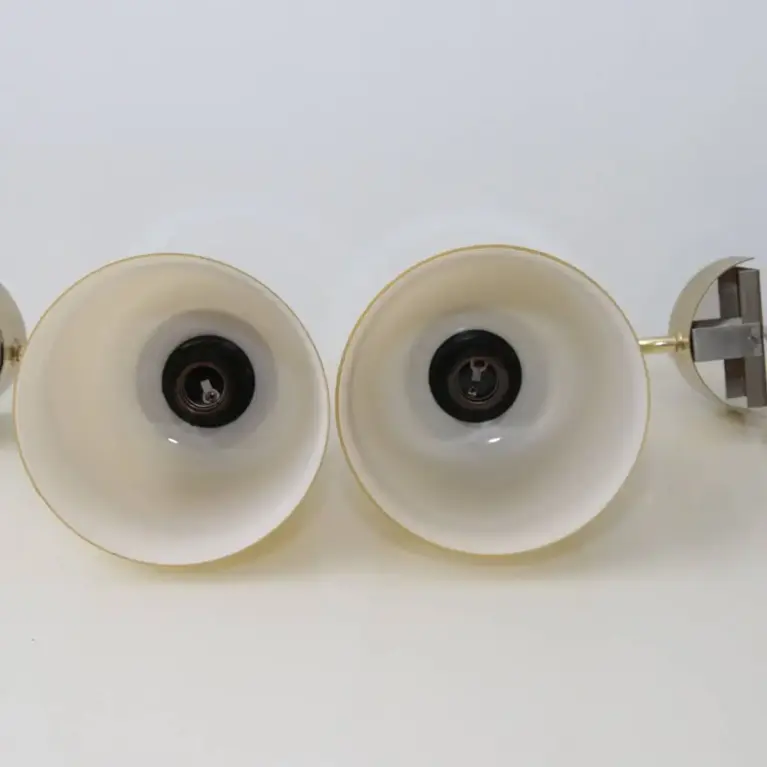 2er Set Wandlampen Messing Glasschirm 80er J Vintage