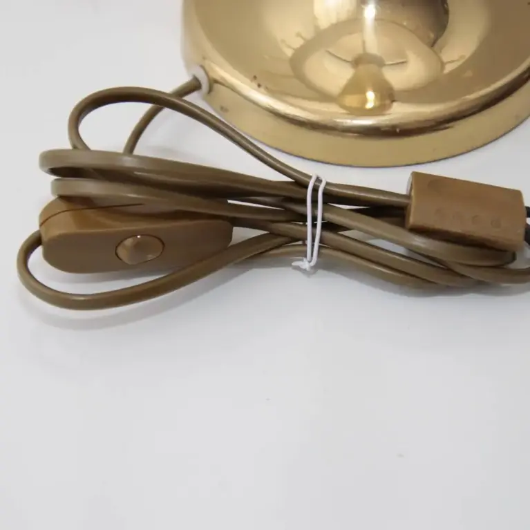 Tischlampe Messing Textil Fransen Kunstglasperlen 90er J Vintage