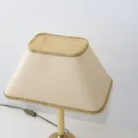 Tischlampe Messing Stoffbordüre 43cm 90er J Vintage