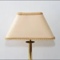 Tischlampe Messing Stoffbordüre 43cm 90er J Vintage