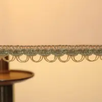 Tischlampe Messing Stoffbordüre 43cm 90er J Vintage