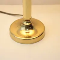 Tischlampe Messing Stoffbordüre 43cm 90er J Vintage