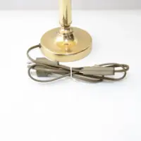 Tischlampe Messing Stoffbordüre 43cm 90er J Vintage
