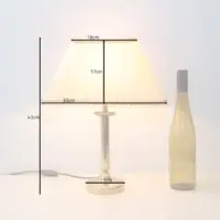 Tischlampe Messing Stoffbordüre 43cm 90er J Vintage