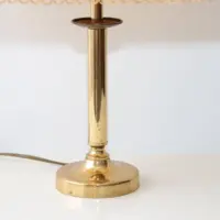 Tischlampe Messing Stoffbordüre Riss Lampenschirm 90er J