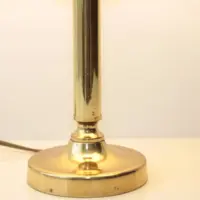 Tischlampe Messing Stoffbordüre Riss Lampenschirm 90er J