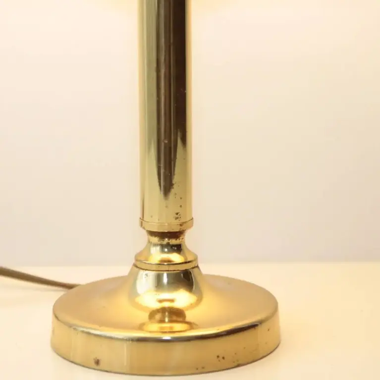 Tischlampe Messing Stoffbordüre Riss Lampenschirm 90er J