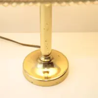 Tischlampe Messing Stoffbordüre Riss Lampenschirm 90er J