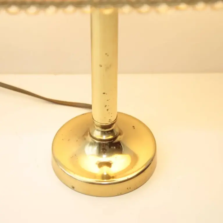 Tischlampe Messing Stoffbordüre Riss Lampenschirm 90er J